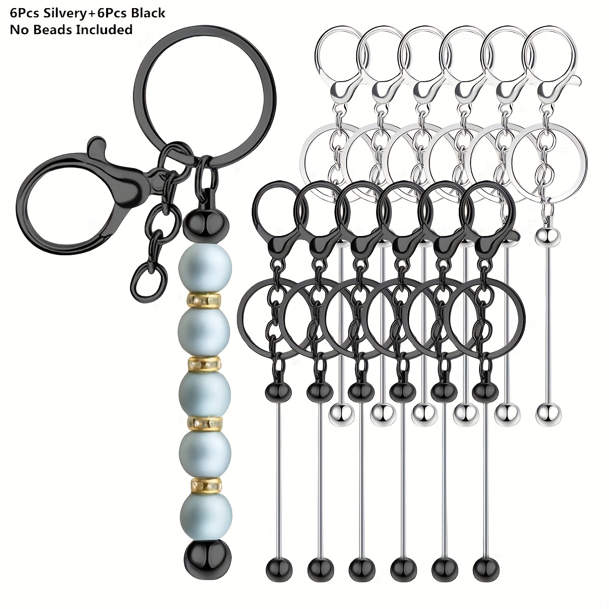 Home Decor Essentials - 12er-Pack günstige, elegante Rohling-Schlüsselanhänger-Perlenstangen – stilvolles