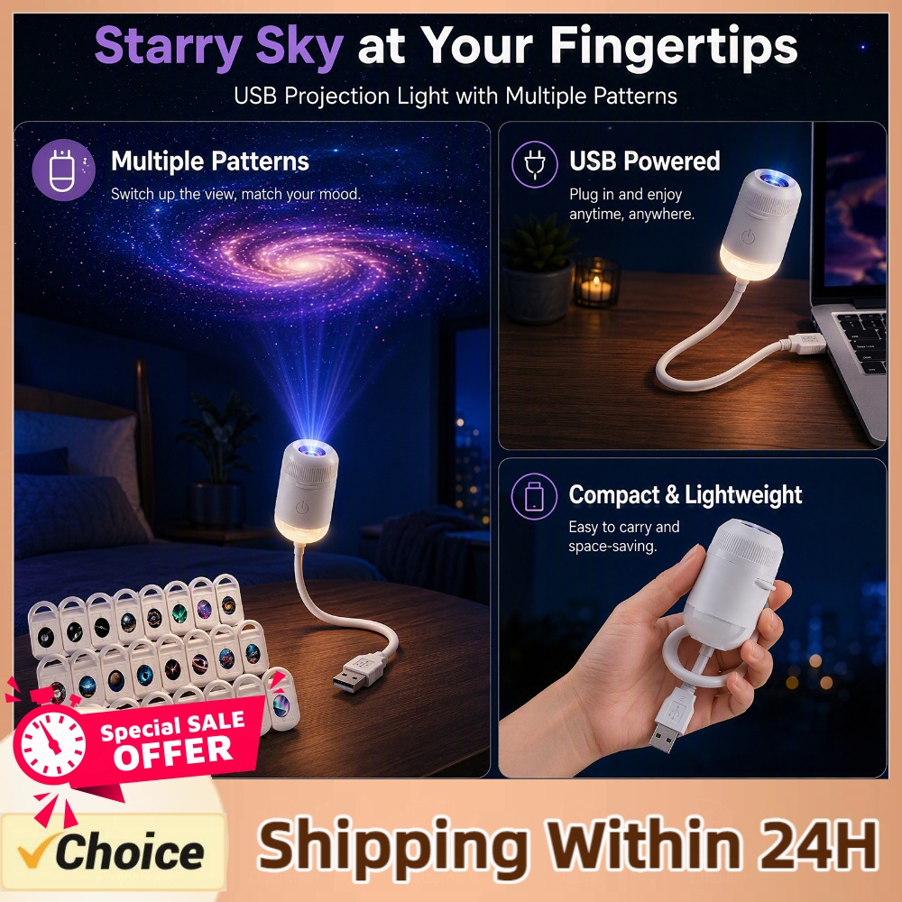 Home Decor Light - USB-Sternenhimmel-Projektorlampe HD Galaxie-Stern- und Ozean-Projektor Nachtlicht