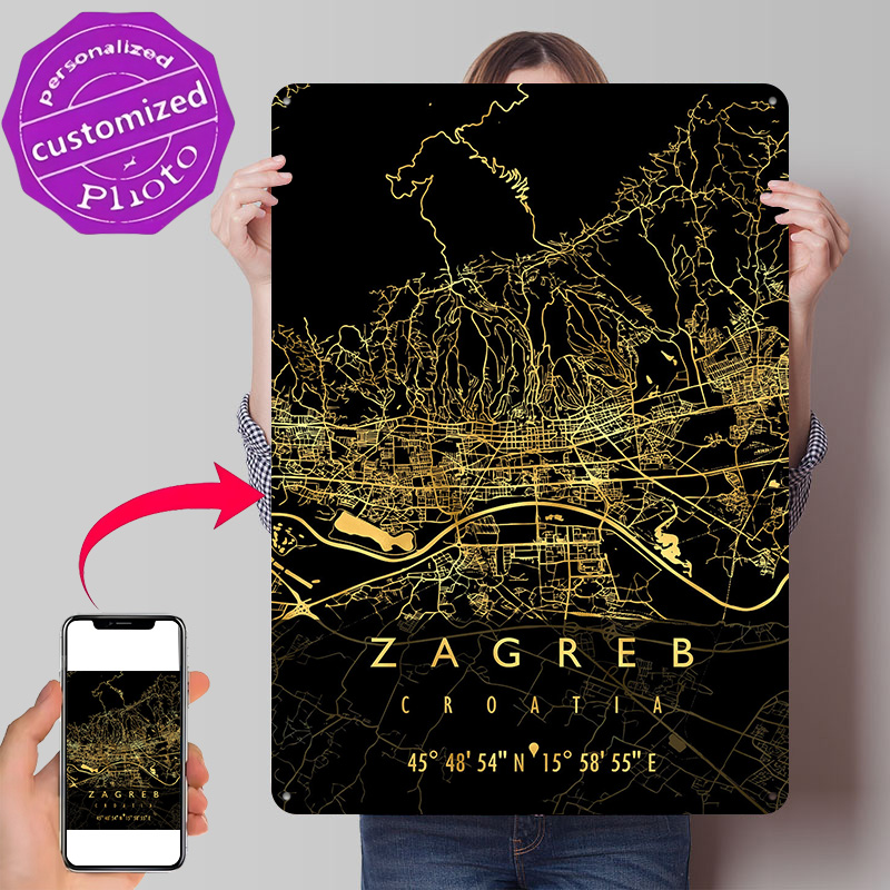 Home Decor Zagreb - ZAGREB KARTE KROATIEN 3D-Textur Gedrucktes Poster