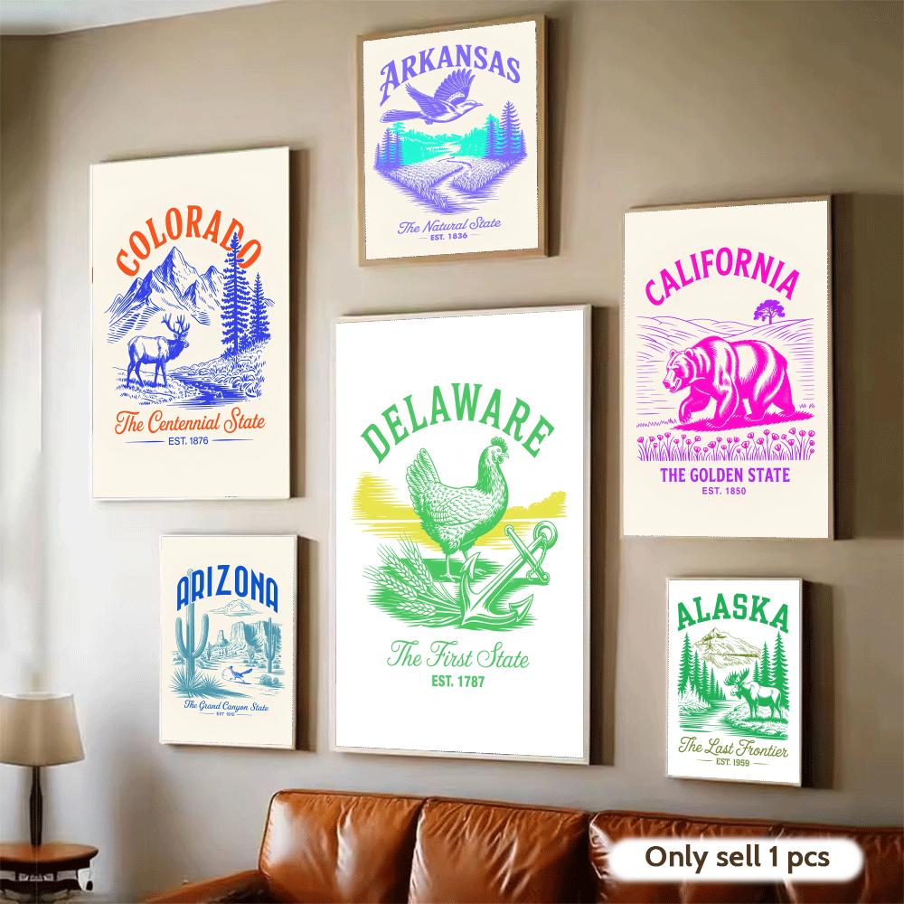 Home Decor Living Room Ideas - Tiermotiv US-Staaten Kunst-Design Poster Moderne Selbstklebende