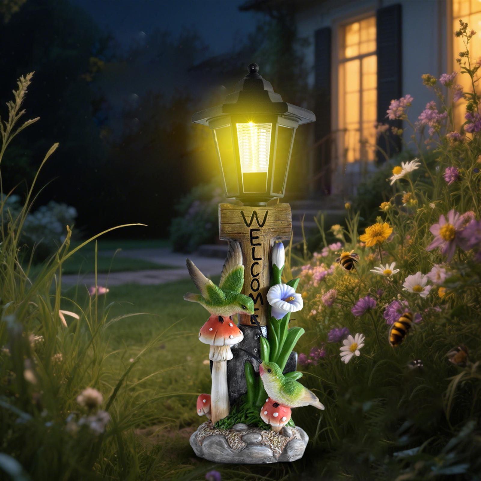Home Decor Resin - Solar-Gartenleuchten, Statue, automatisches Ein-/Ausschalten, Harzskulptur, Beleuchtung,