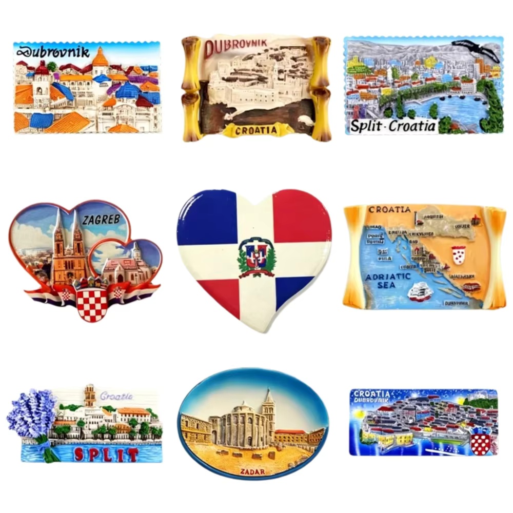 Home Decor Zagreb - Kroatien 3D Harz-Kühlschrankmagneten-Set Dubrovnik Split Zagreb