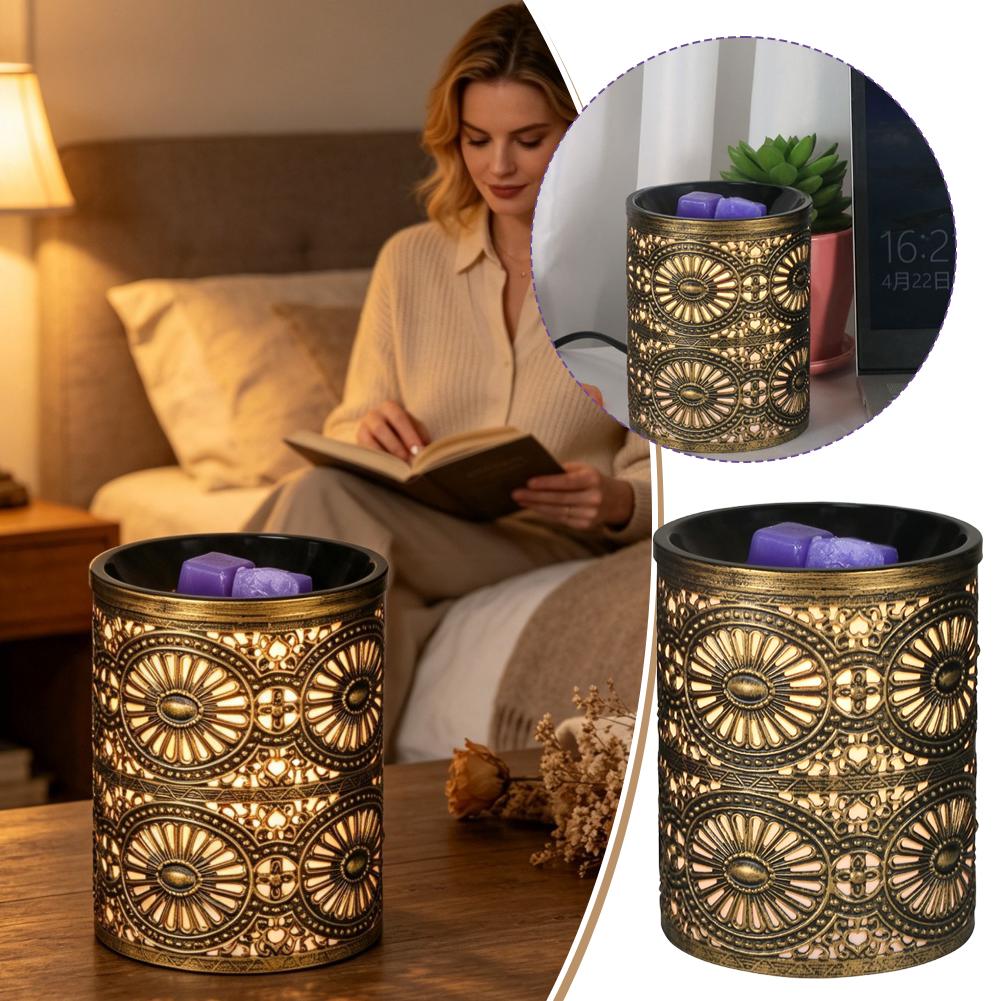 Home Decor Light - Neues Duft-Nachtlicht, goldener geometrischer Eisen-Kerzenhalter, kreativer