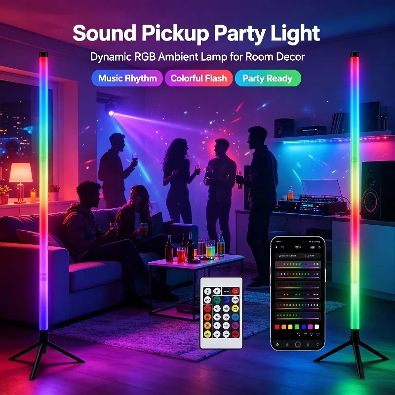 Home Decor Light - 2 Stück 120CM RGB Stehlampe, Schallreaktive