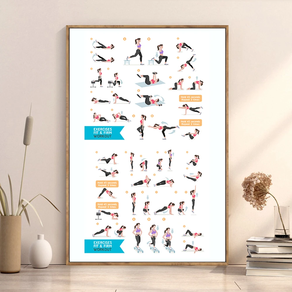 Home Decor Examples - Wandposter aus Seidentuch, Fitnessstudio-Übungen, Maschinen, Übungen,