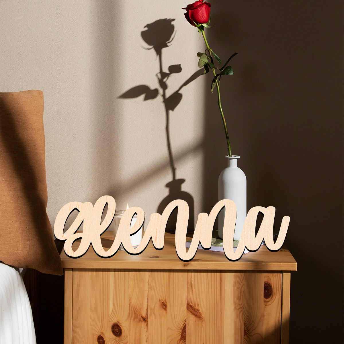 Home Decor Examples - 1-teiliges Levana-Beispiel, anpassbares Namensschild, lasergeschnittenes Holzmaterial,