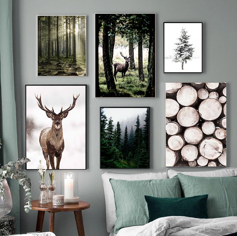 Home Decor Essentials - Winter Schnee Wald Hirsch Eule Sonnenlicht