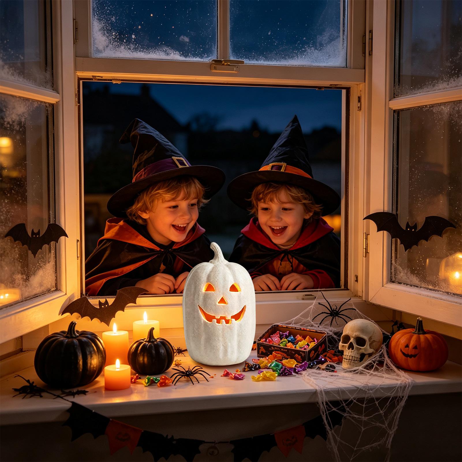 Home Decor Resin - Halloween-Kürbis-Deko aus Kunstharz, handgefertigte Kürbislaterne, Halloween-Heimdekoration