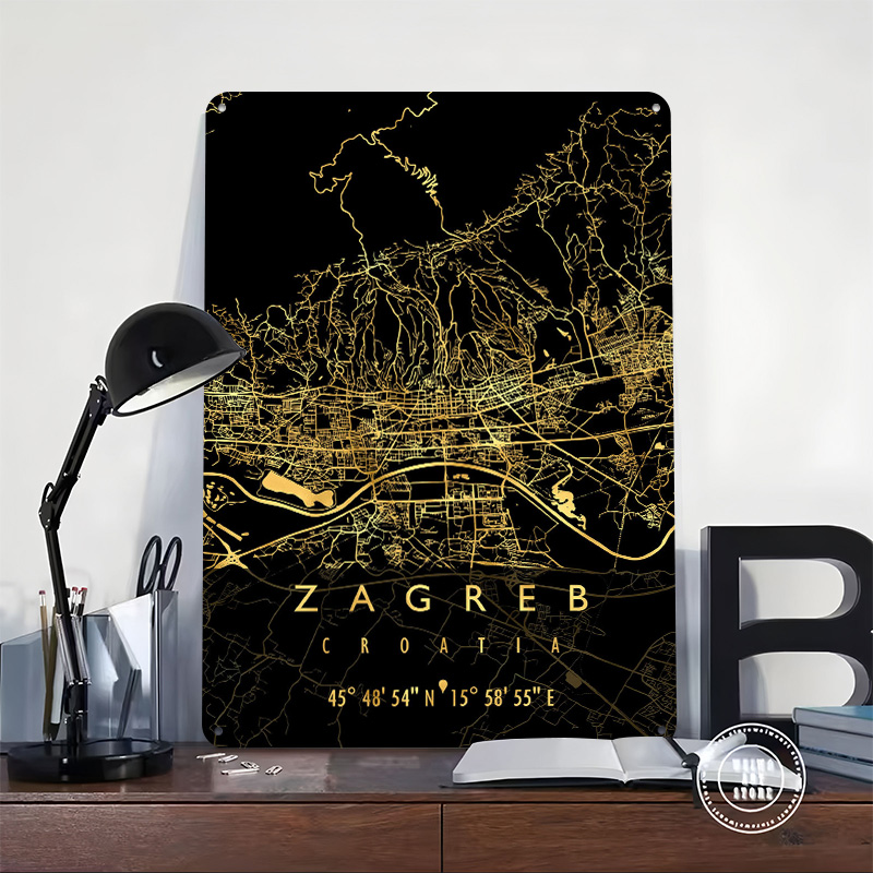 ZAGREB KARTE KROATIEN 3D-Textu – Home Decor Zagreb Bewertung und Preis