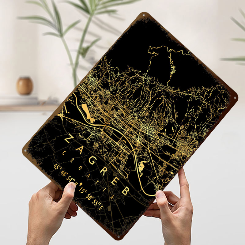 ZAGREB KARTE KROATIEN 3D-Textu – Home Decor Zagreb Bewertung und Preis
