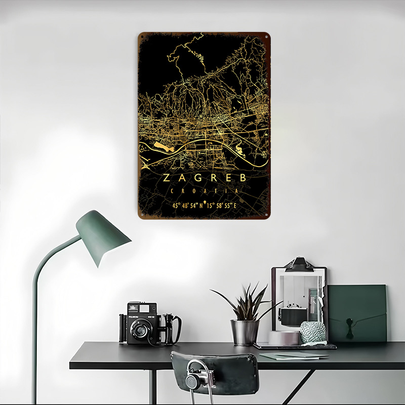 ZAGREB KARTE KROATIEN 3D-Textu – Home Decor Zagreb Bewertung und Preis
