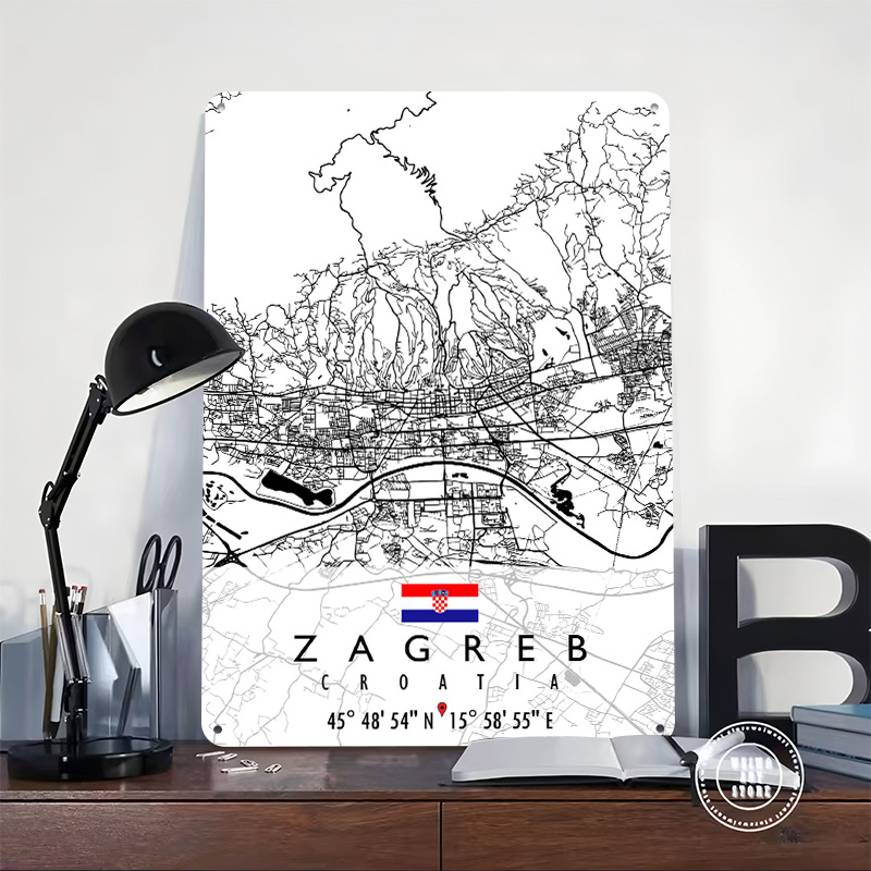 ZAGREB KARTE KROATIEN 3D Textu – Home Decor Zagreb Bewertung und Preis