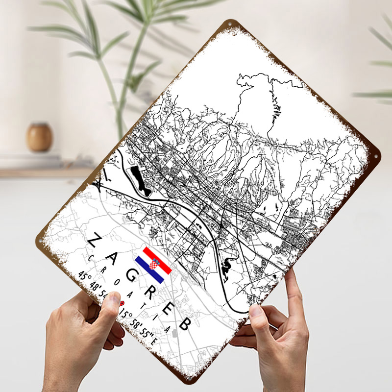 ZAGREB KARTE KROATIEN 3D Textu – Home Decor Zagreb Bewertung und Preis
