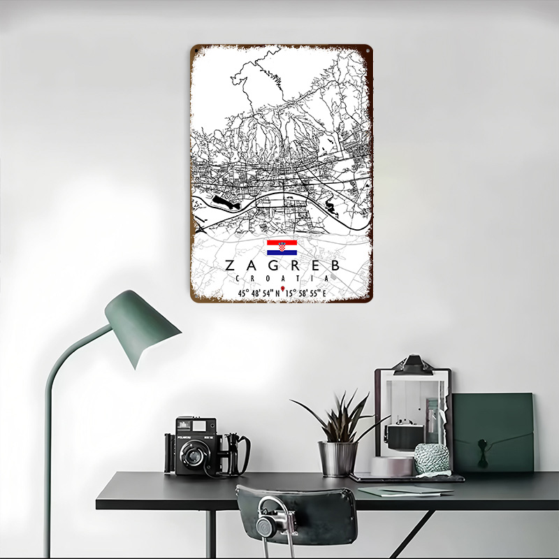ZAGREB KARTE KROATIEN 3D Textu – Home Decor Zagreb Bewertung und Preis