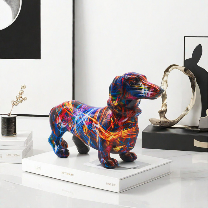 Harz-Graffiti-Hundestatue Mode – Home Decor Resin Bewertung und Preis
