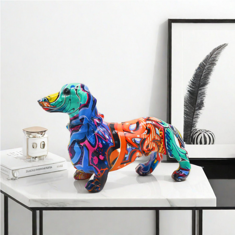 Harz-Graffiti-Hundestatue Mode – Home Decor Resin Bewertung und Preis