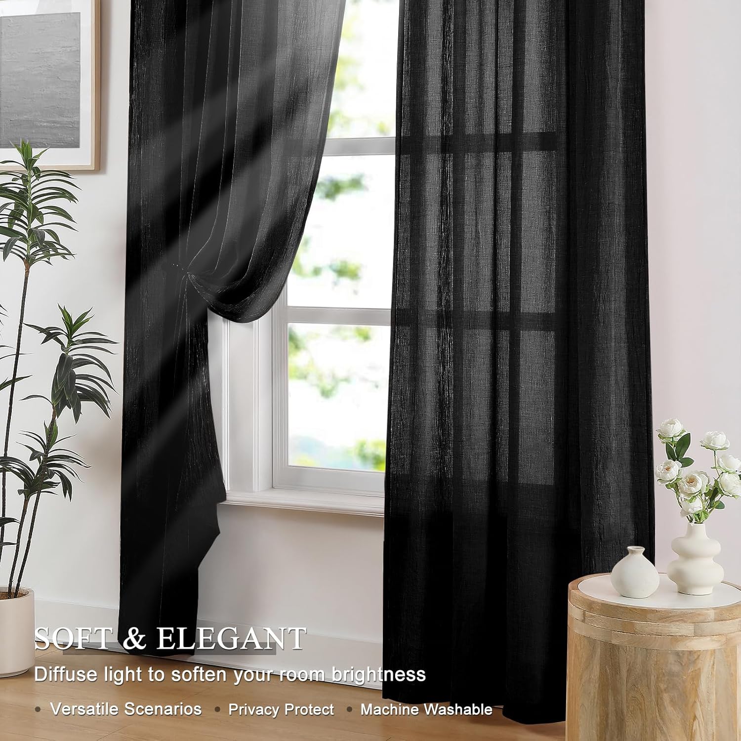 Schwarze Transparente Vorhänge – Home Decor Window Blinds Bewertung und Preis