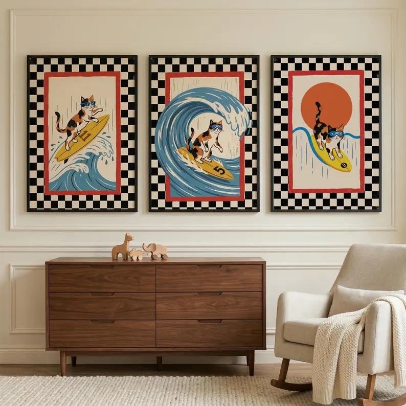 3 Stück Retro japanische Welle – Home Decor Cat Bewertung und Preis