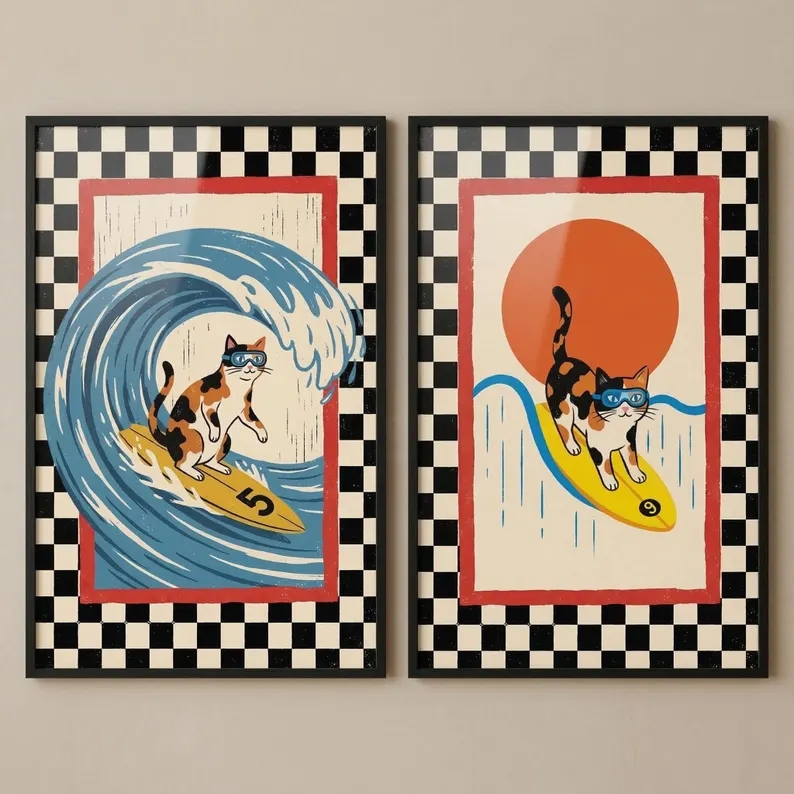 3 Stück Retro japanische Welle – Home Decor Cat Bewertung und Preis
