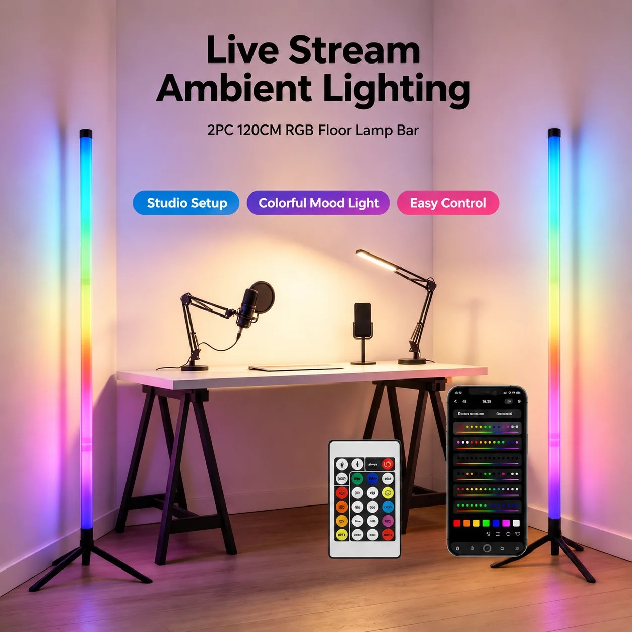 2 Stück 120CM RGB Stehlampe, S – Home Decor Light Bewertung und Preis