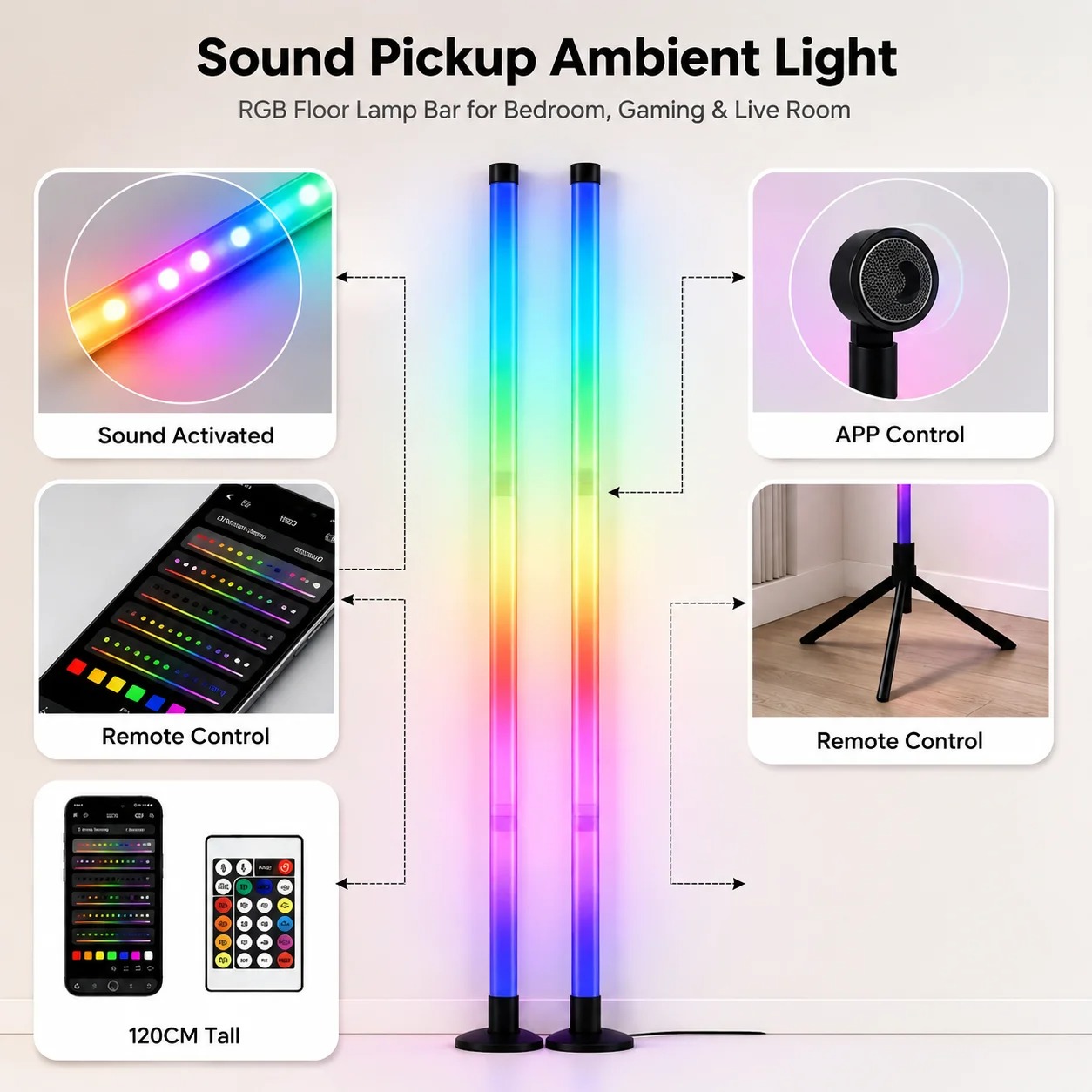 2 Stück 120CM RGB Stehlampe, S – Home Decor Light Bewertung und Preis