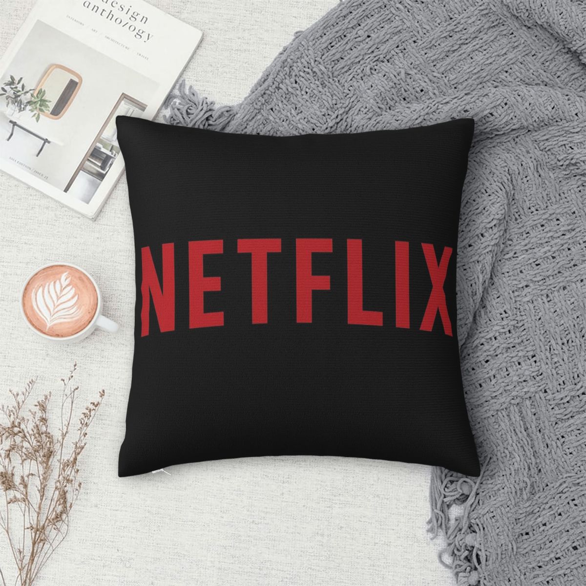 Quadratischer Kissenbezug mit  – Home Decor Netflix Bewertung und Preis